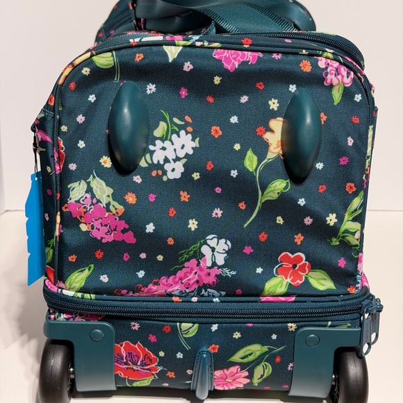 Vera Bradley Teal Floral Rolling Travel Bag - Picture 3 of 16